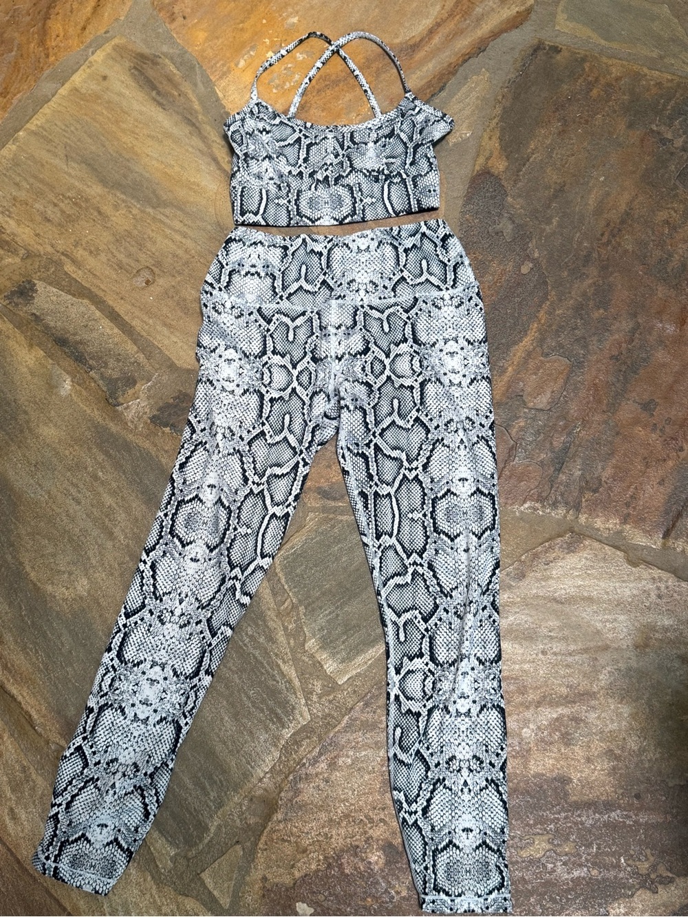 Varley Snake-Print Cropped Jumpsuit - Black & White Size Small